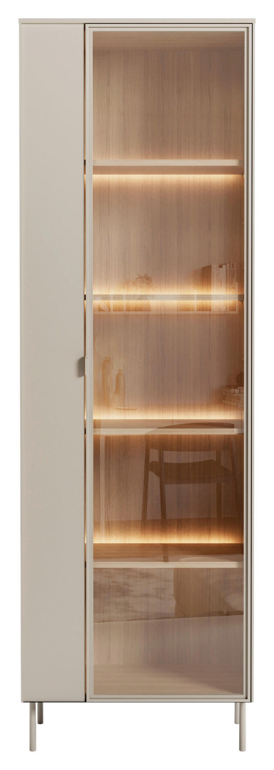 VITRINE Eichefarben, Kaschmir  - Kaschmir/Eichefarben, Modern, Glas/Holzwerkstoff (63/197/41cm) - Carryhome