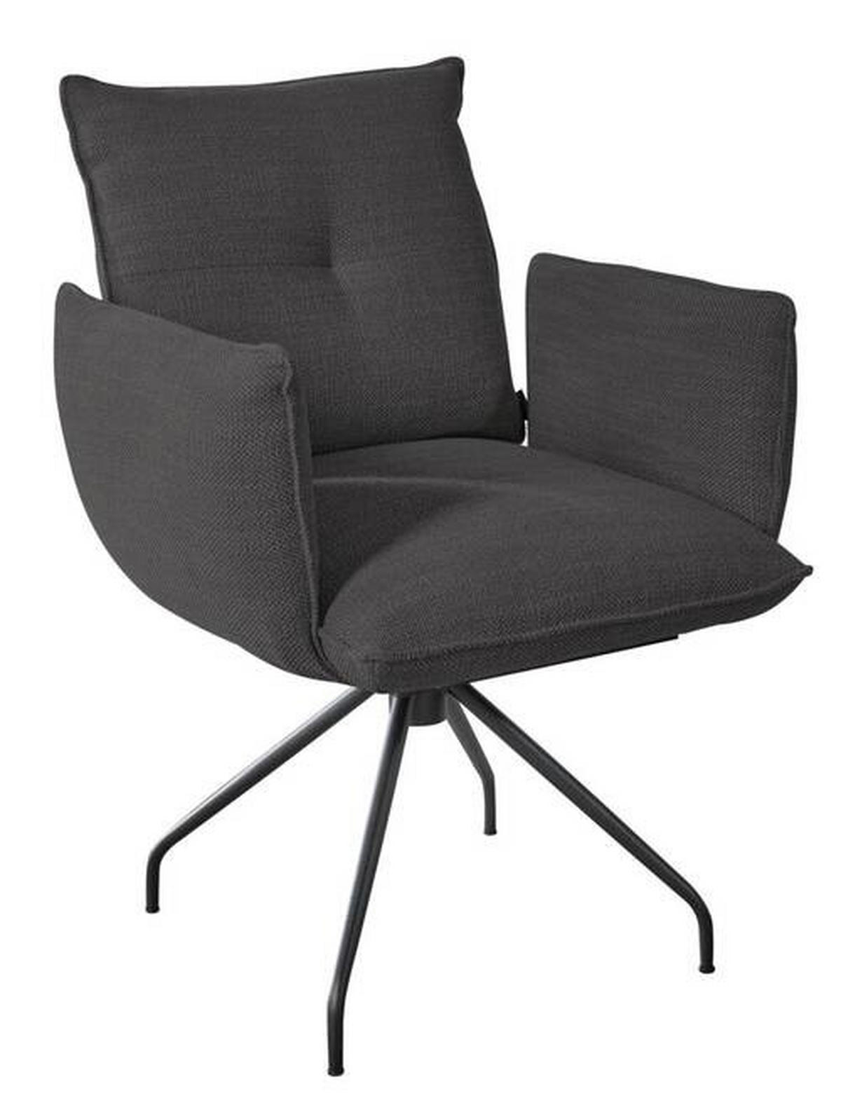 ARMLEHNSTUHL  in Stahl Struktur  - Anthrazit/Schwarz, Design, Textil/Metall (65/90/70cm) - Dieter Knoll