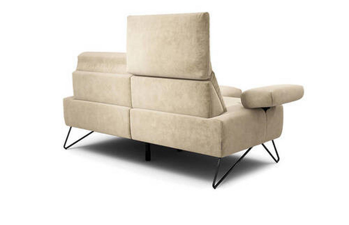 2-SITZER-SOFA Samt Naturfarben  - Schwarz/Naturfarben, Design, Textil/Metall (164-194/85/86-94cm) - SENSOO