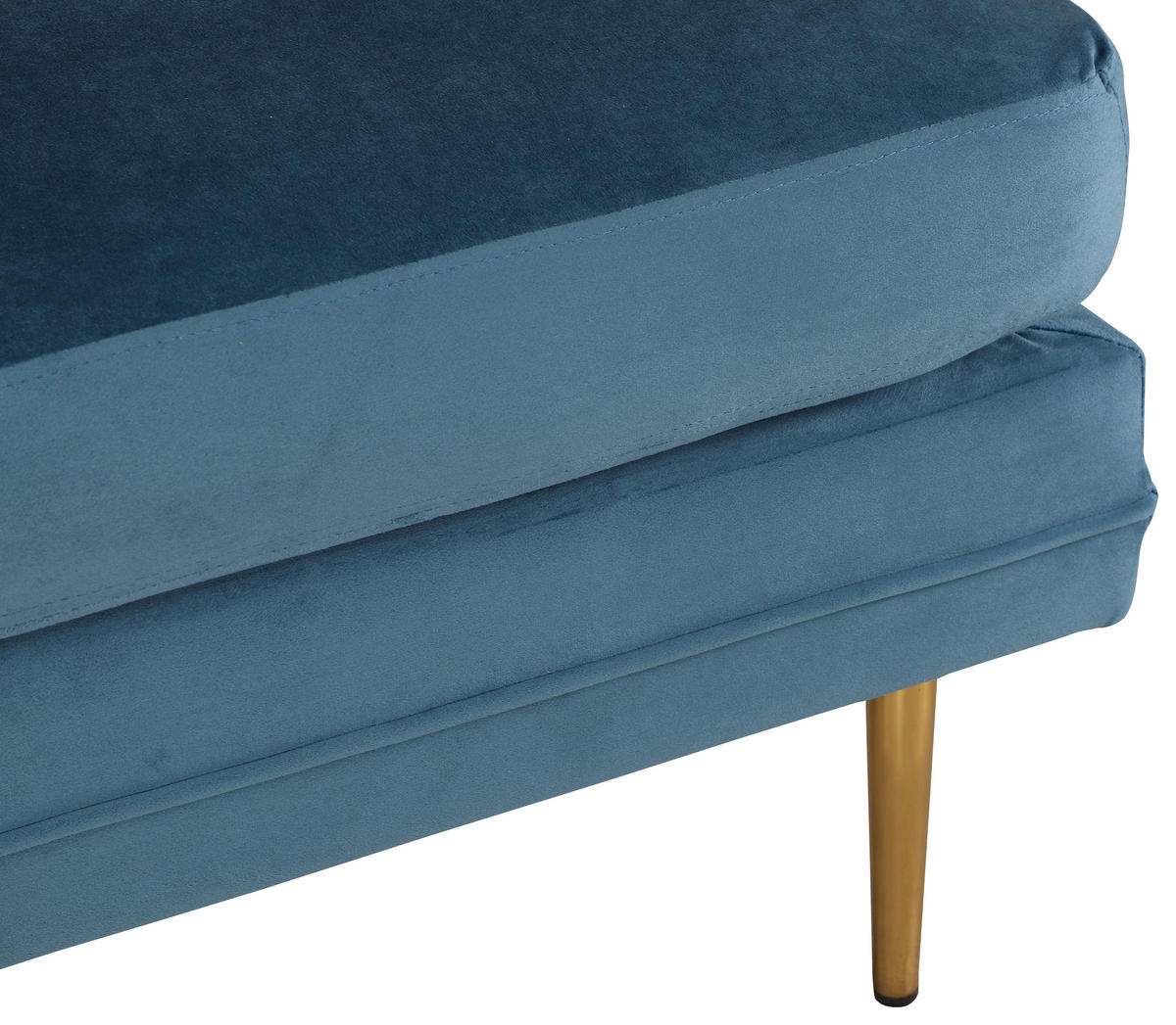 HOCKER Samt Goldfarben, Hellblau  - Blau/Goldfarben, Design, Kunststoff/Textil (90/49/70cm) - Livetastic