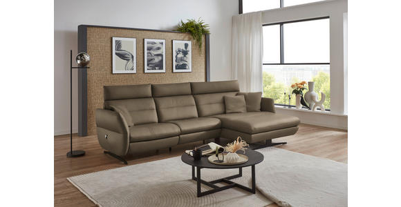 ECKSOFA in Echtleder Hellbraun 300/157 cm - Hellbraun/Schwarz, Design, Leder/Metall (300/157cm) - Dieter Knoll