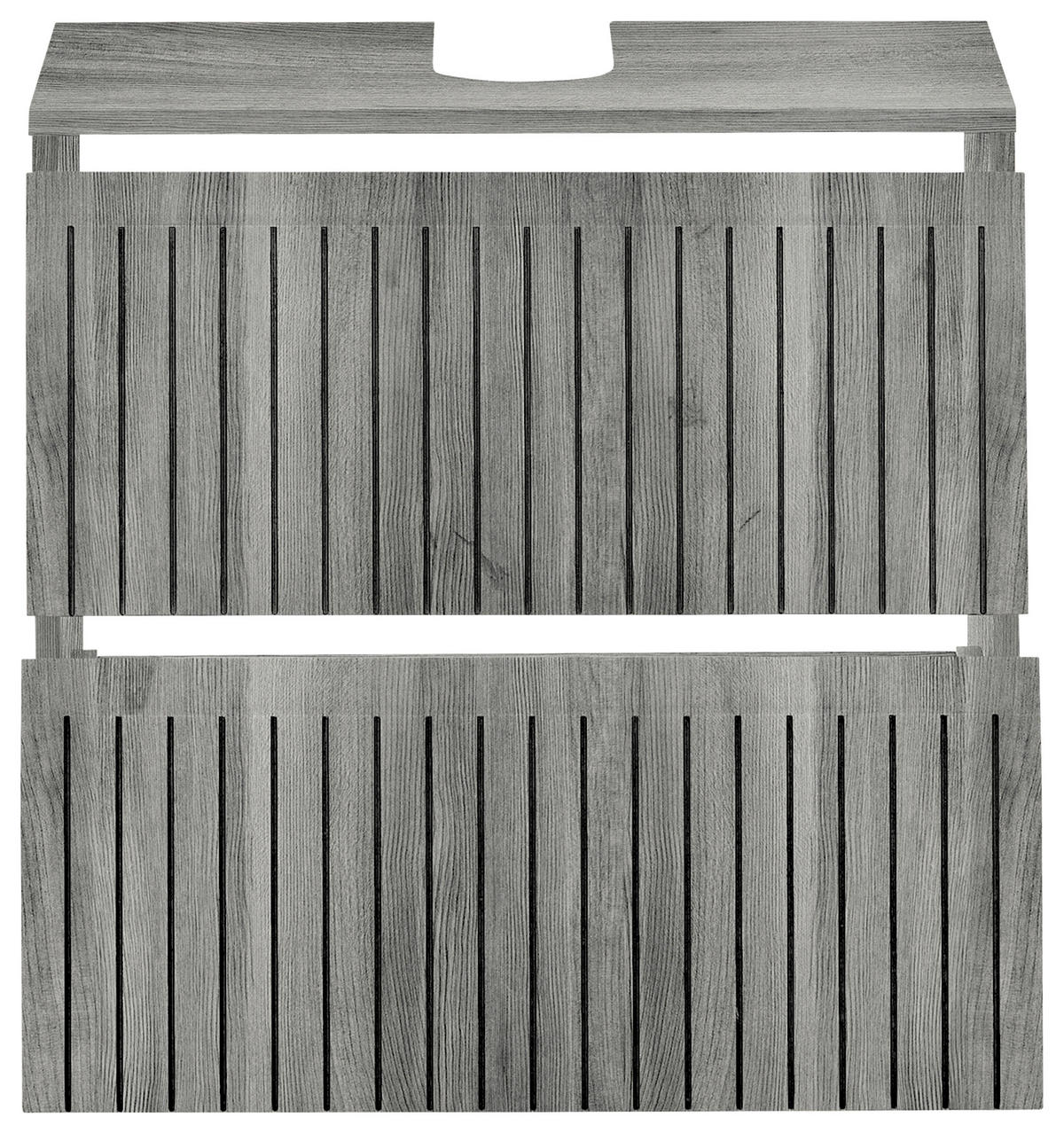 WASCHBECKENUNTERSCHRANK 60/57/36 cm  - Eiche grau/Schwarz, Modern, Holzwerkstoff/Kunststoff (60/57/36cm) - MID.YOU