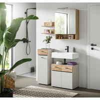 BADEZIMMER 4-teilig  in 92 cm  - Kaschmir/Eichefarben, Trend, Glas/Holzwerkstoff (92cm) - MID.YOU
