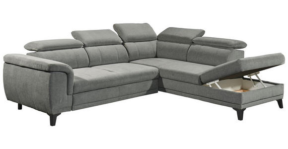 ECKSOFA Grau Mikrovelours  - Schwarz/Grau, KONVENTIONELL, Kunststoff/Textil (271/231cm) - Carryhome