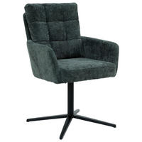 STOL MED ARMSTÖD järn chenille  - svart/mörkgrön, Design, metall/textil (61/91,5/66cm) - Stylife