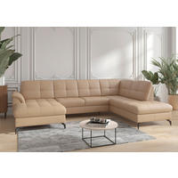 WOHNLANDSCHAFT Cappuccino Echtleder  - Schwarz/Cappuccino, MODERN, Leder/Metall (164/319/212cm) - Sit & More