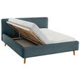 POLSTERBETT 180/200 cm  in Blau  - Blau/Eichefarben, Design, Holz/Textil (180/200cm) - Xora