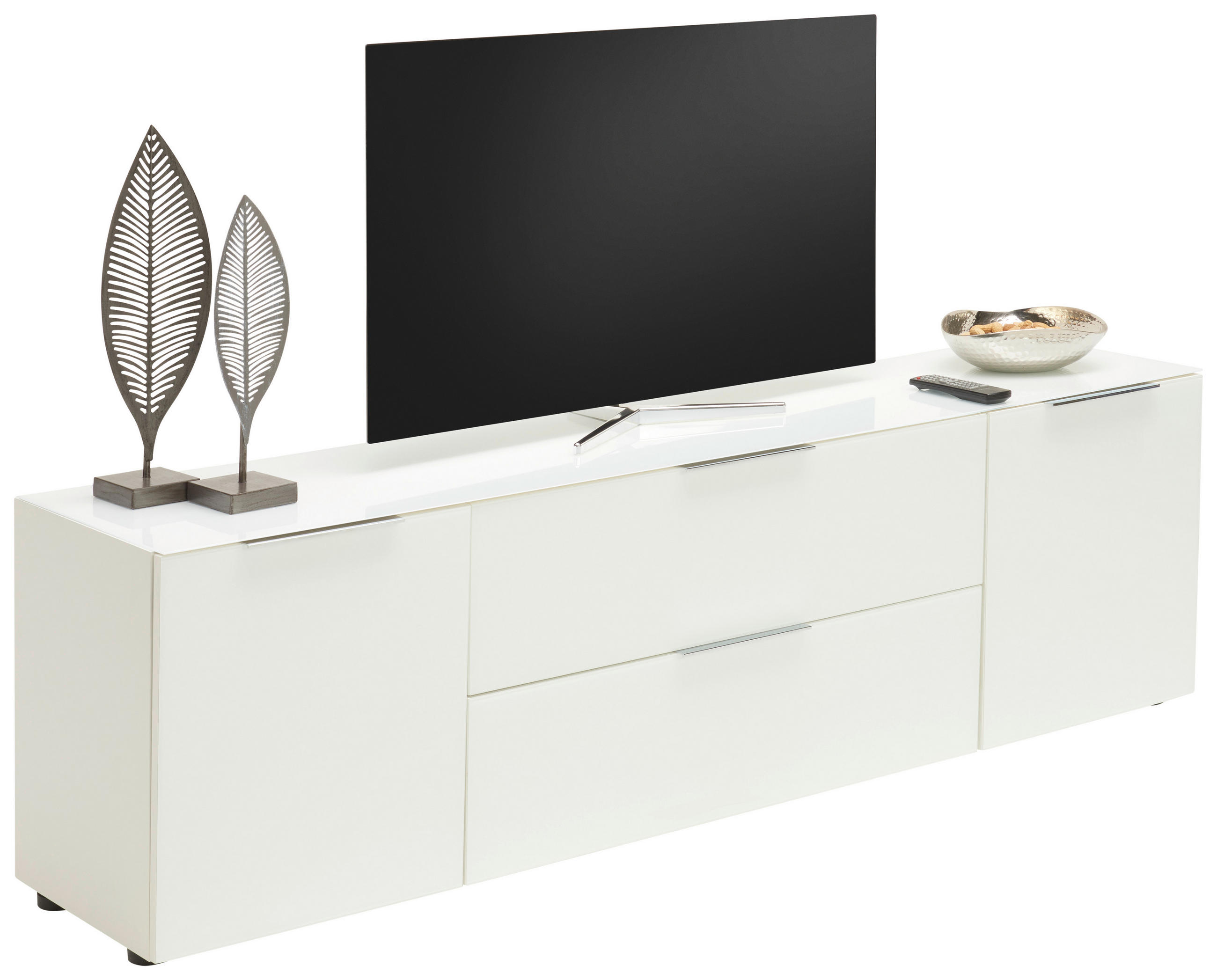 COMODĂ JOASĂ 180,4/53,9/40 cm - alb/culoare crom, Design, plastic/sticlă (180,4/53,9/40cm) - Voleo