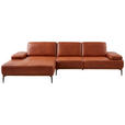 ECKSOFA 16580 Sprint in Echtleder Cognac  176/314 cm  - Cognac/Bronzefarben, Design, Leder/Holz (176/314cm) - Valnatura