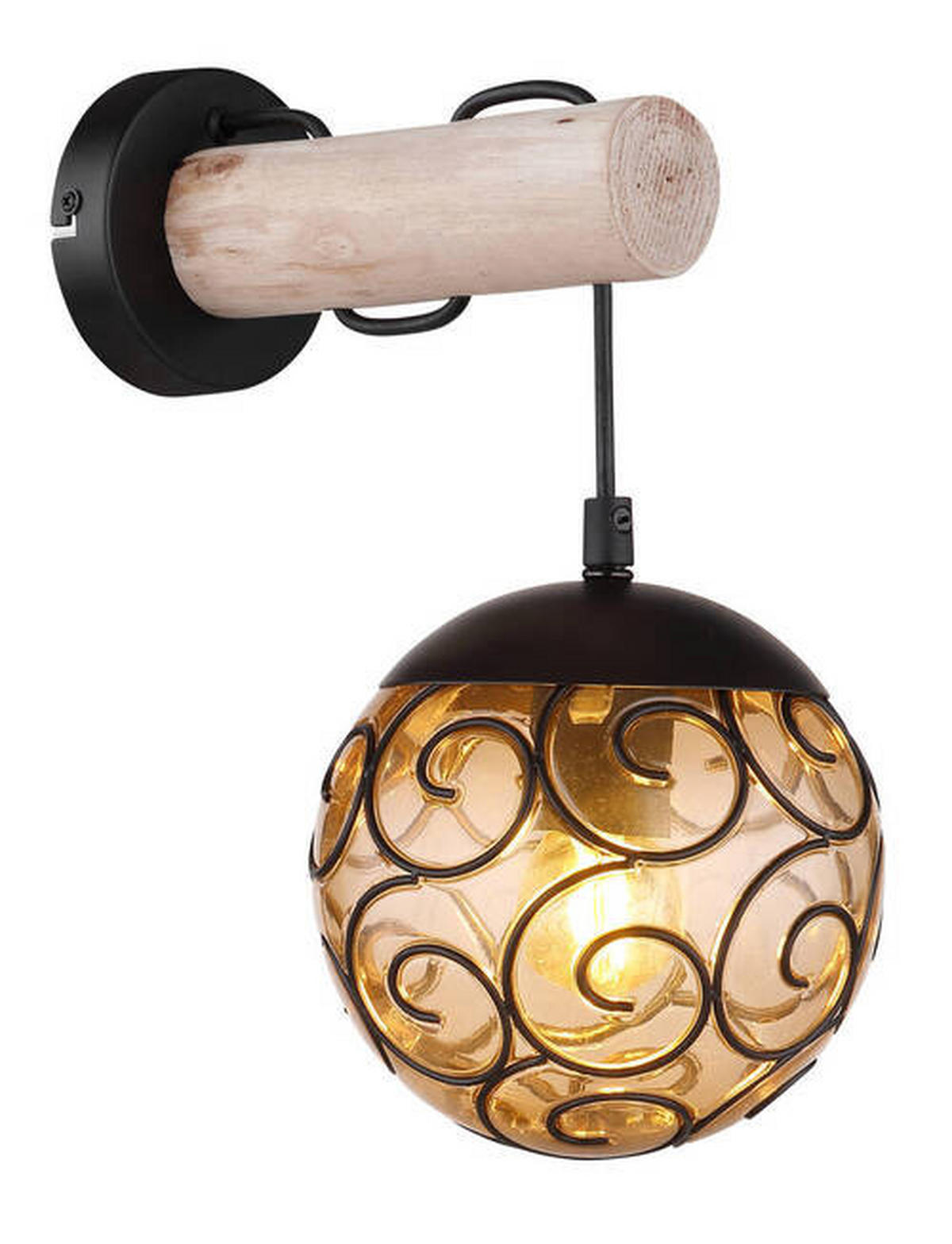 STENSKA SVETILKA  Maxi ///230 V/E27 - črna/naravne barve, Konvencionalno, kovina/umetna masa (15/24,5/36cm) - Globo