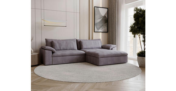 ECKSOFA  in Webstoff Grau, Lila  306/198 cm  - Lila/Schwarz, MODERN, Kunststoff/Textil (306/198cm) - Carryhome