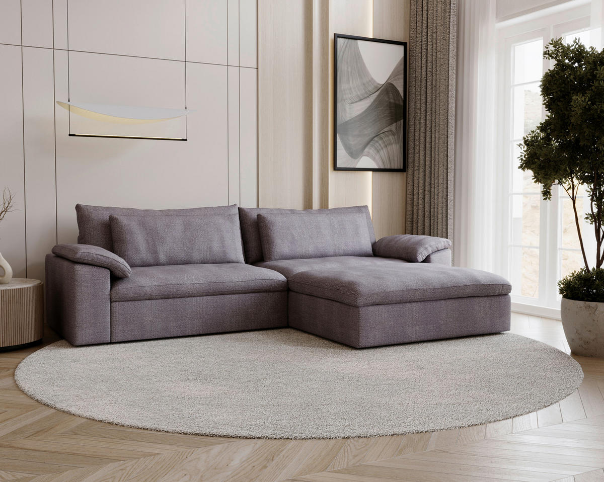 ECKSOFA  in Webstoff Grau, Lila  306/198 cm  - Lila/Schwarz, MODERN, Kunststoff/Textil (306/198cm) - Carryhome