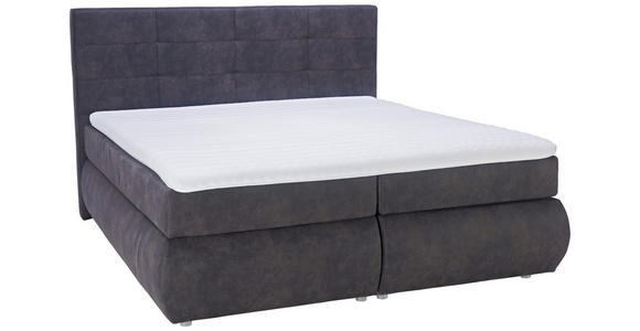 BOXSPRINGBETT 180/200 cm  in Dunkelgrau  - Dunkelgrau/Schwarz, KONVENTIONELL, Kunststoff/Textil (180/200cm) - Voleo