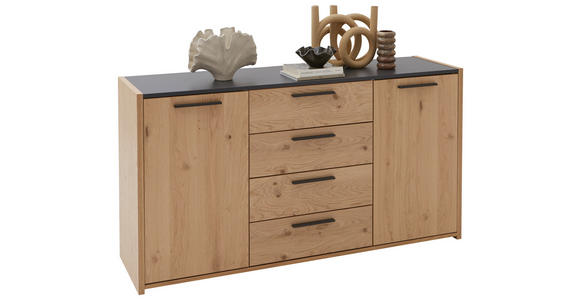 SIDEBOARD NEVA 156,2/82,7/46 cm 4 Schublade(n)  - Eichefarben/Anthrazit, KONVENTIONELL, Holz/Holzwerkstoff (156,2/82,7/46cm) - Dieter Knoll