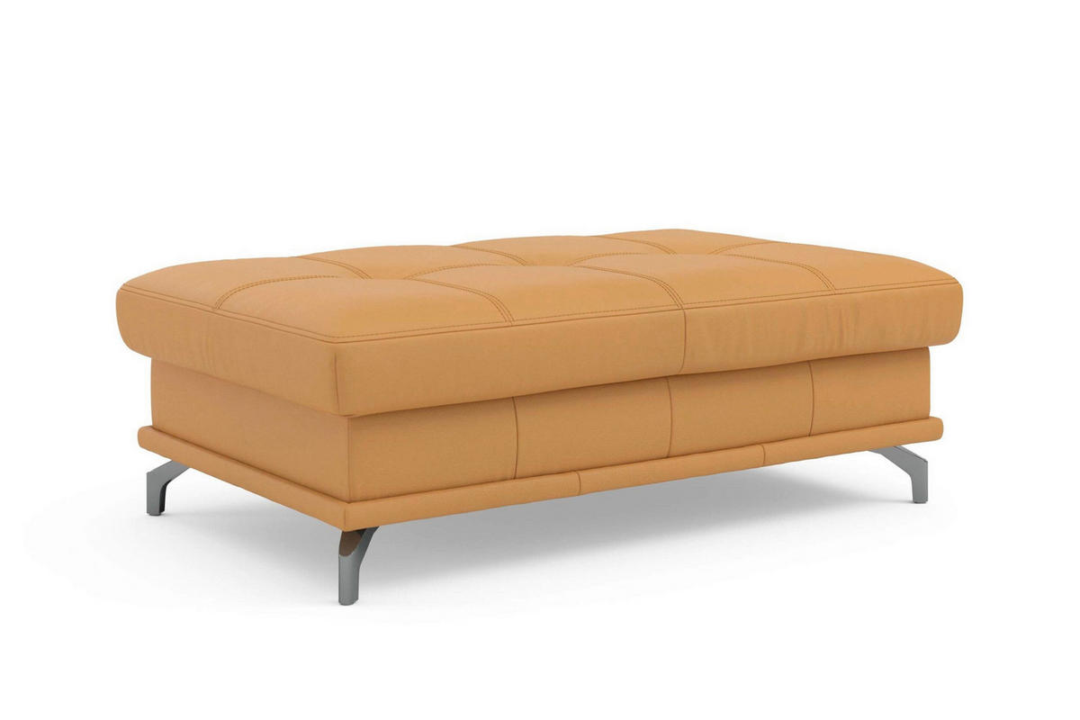 HOCKER COSTELLO E Echtleder Currygelb  - Currygelb/Schwarz, Basics, Leder/Metall (133/47/72cm) - Sit & More
