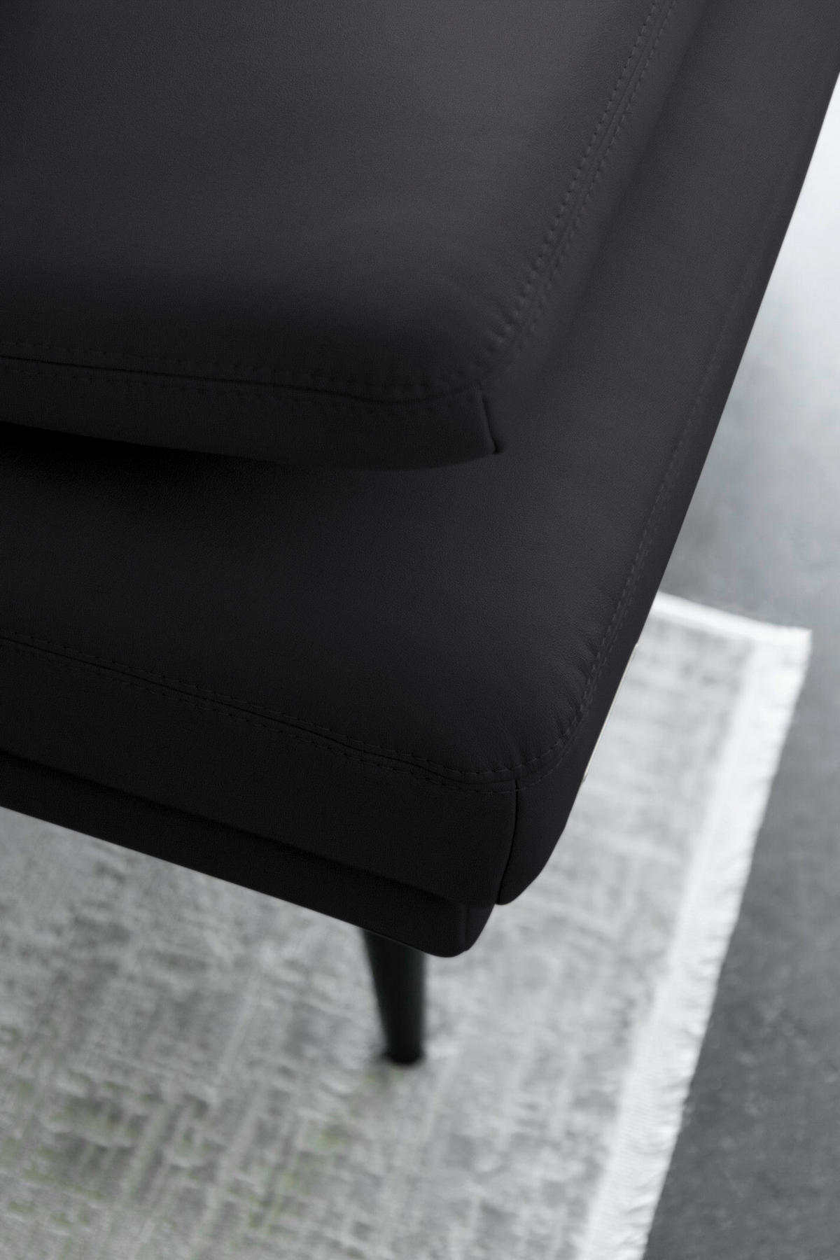 ECKSOFA Echtleder Schwarz  - Schwarz, Konventionell, Leder/Metall (301/180cm) - Joop!