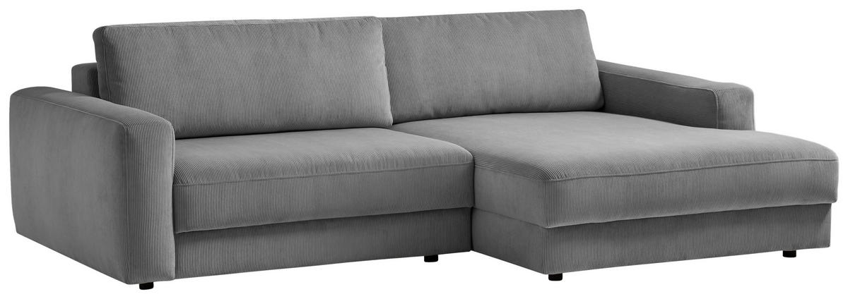 ECKSOFA Cord Dunkelgrau  - Dunkelgrau/Schwarz, Modern, Textil (250/176cm) - Trendmanufaktur