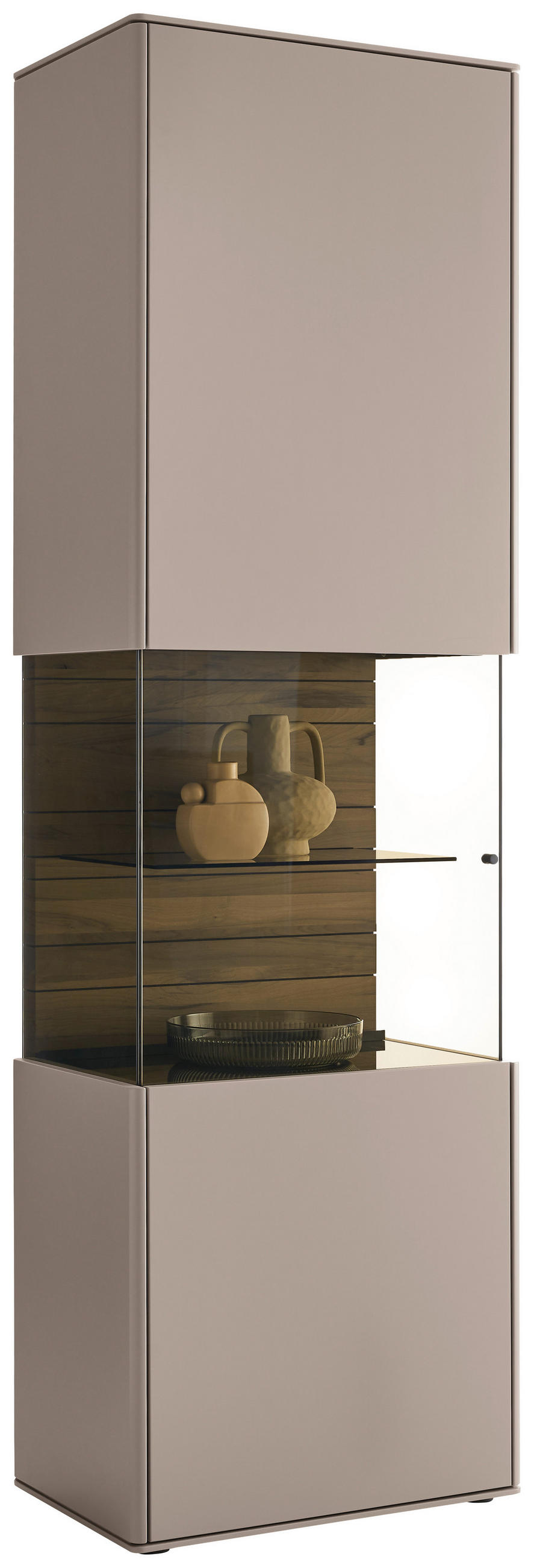 VITRINE Buchefarben, Sandfarben  62/206/43 cm  - Sandfarben/Buchefarben, Design, Glas/Holz (62/206/43cm) - Johann Jakob