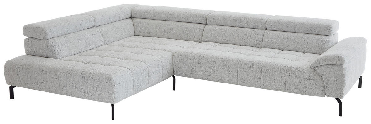 ECKSOFA in Chenille Grauweiss  - Schwarz/Grauweiss, Design, Textil/Metall (222/323cm) - Beldomo Style