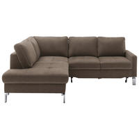ECKSOFA in Mikrofaser Hellbraun  - Chromfarben/Hellbraun, Design, Textil/Metall (200/229cm) - Pure Home Lifestyle