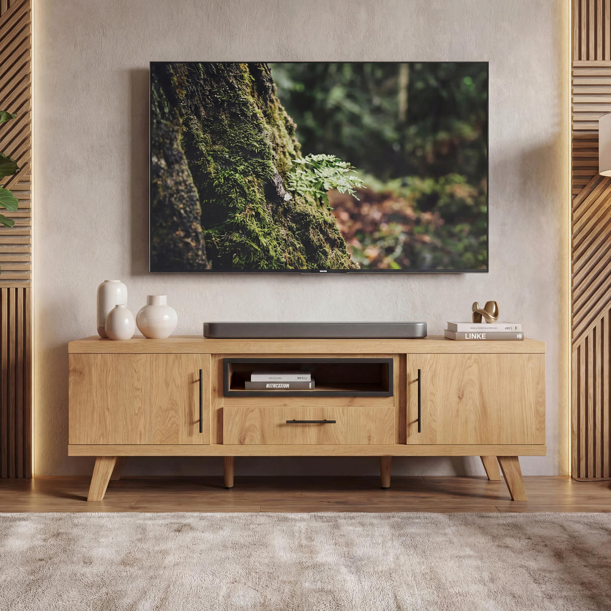 LOWBOARD  150/52/40 cm 1 Schublade(n) stehend  - Eichefarben/Schwarz, Design, Holz/Holzwerkstoff (150/52/40cm) - Livetastic