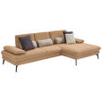 ECKSOFA in Chenille, Mikrofaser Cappuccino  - Schwarz/Cappuccino, Design, Textil/Metall (299/157cm) - Dieter Knoll