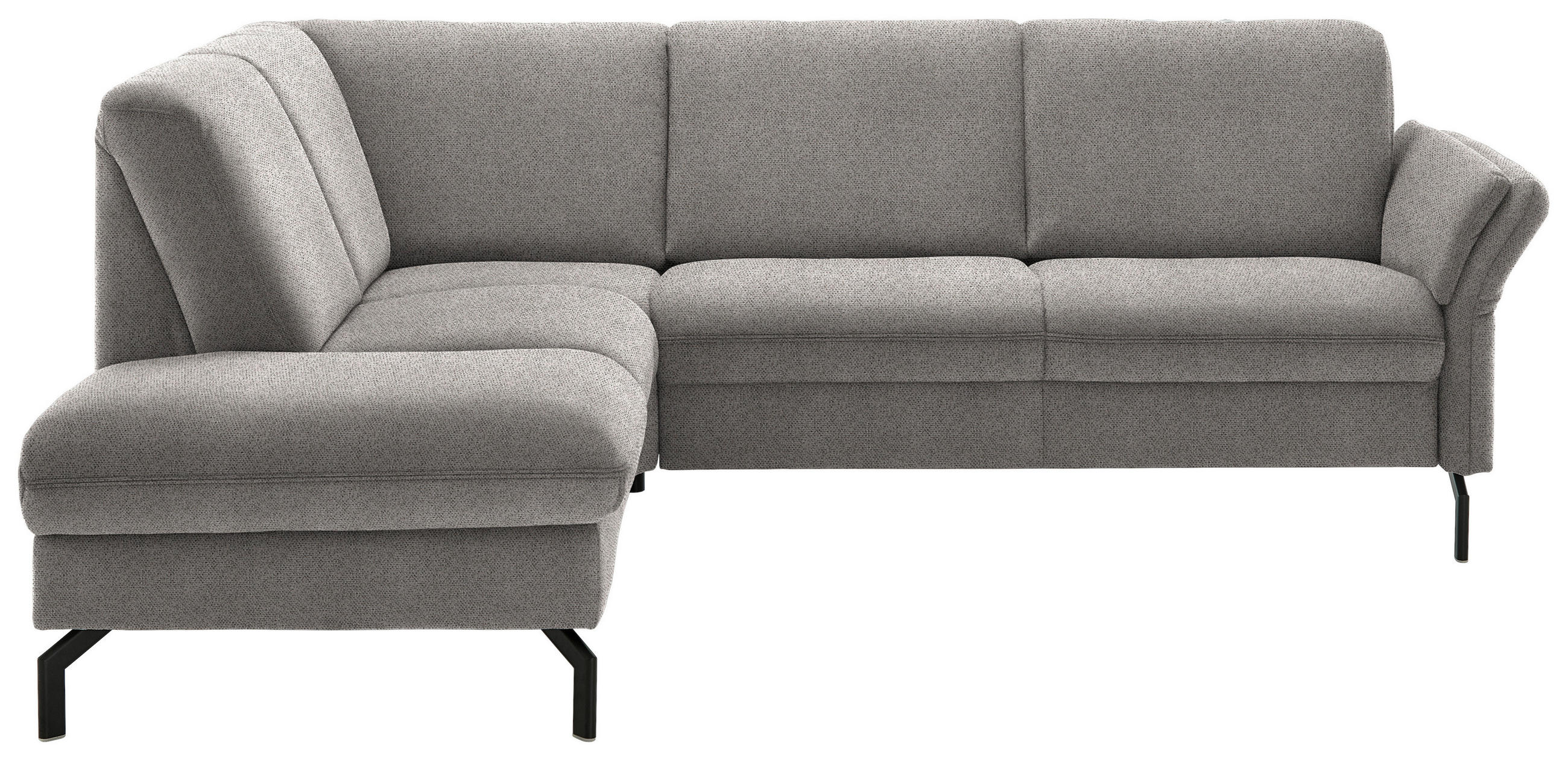 ECKSOFA in Flachgewebe Graubraun  - Graubraun/Schwarz, Konventionell, Textil/Metall (190/241cm) - Beldomo Comfort