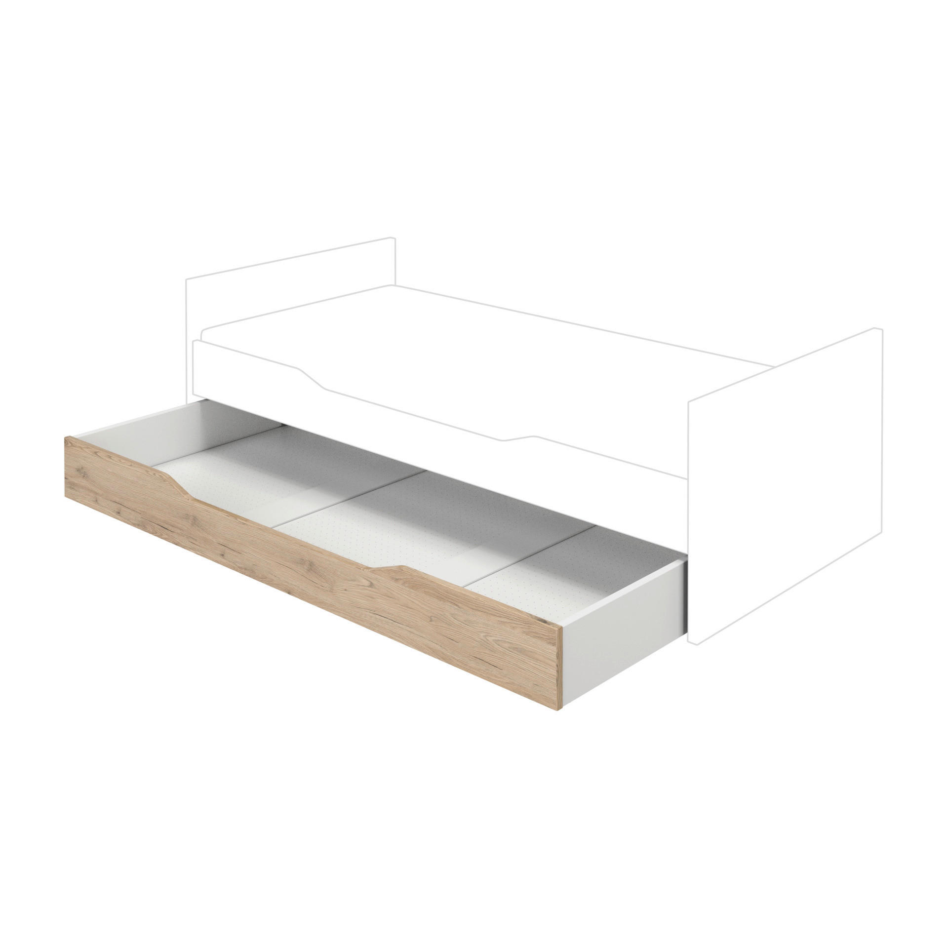 BETTSCHUBKASTEN 198/20,4/95,2 cm,  in Weiß, Eichefarben  - Eichefarben/Weiß, Design, Holzwerkstoff (198/20,4/95,2cm) - Paidi