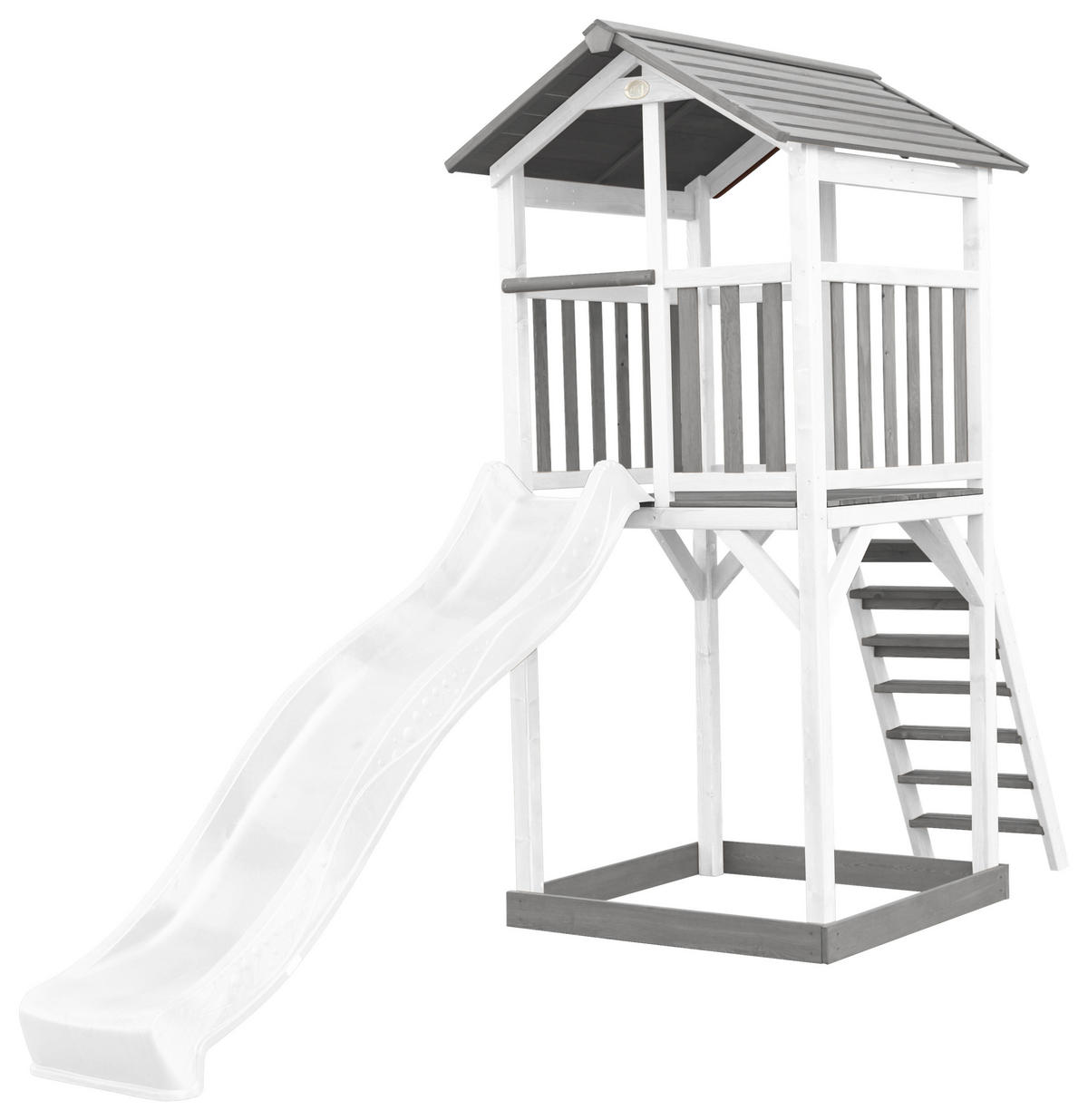 SPIELTURM 111,2/241,9/349 cm  - Weiss/Grau, Konventionell, Holz/Kunststoff (111,2/241,9/349cm)