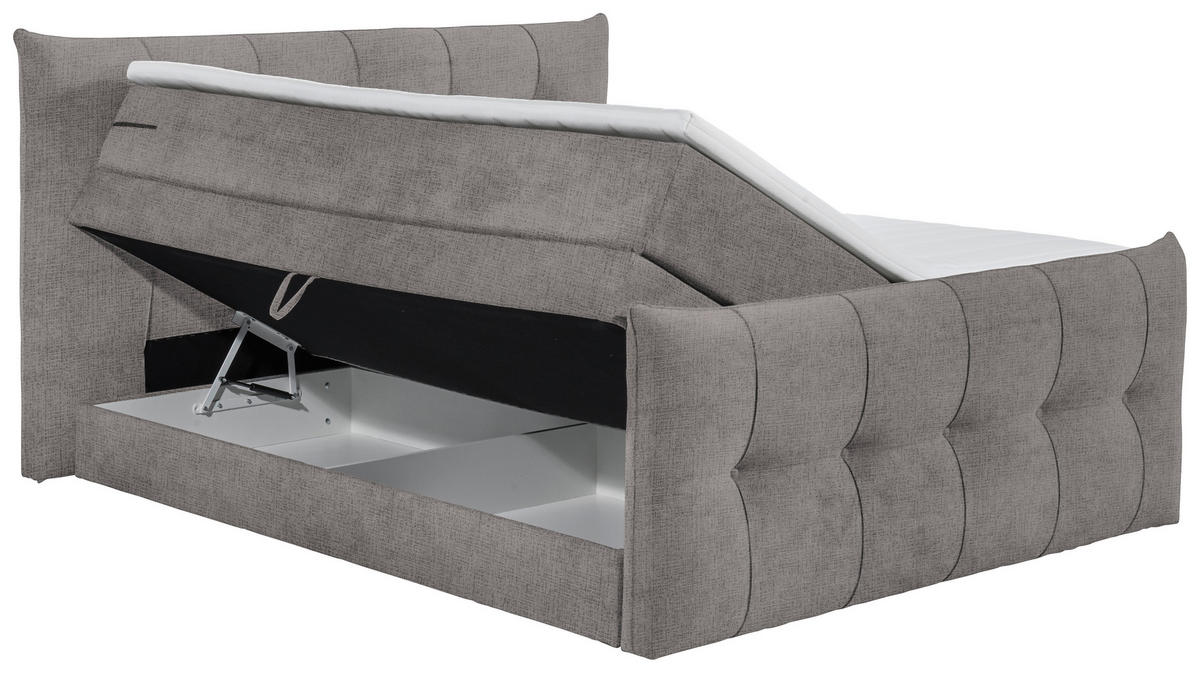 BOXSPRINGBETT 180/200 cm  in Dunkelgrau  - Dunkelgrau/Schwarz, Basics, Holzwerkstoff/Kunststoff (180/200cm) - Esposa