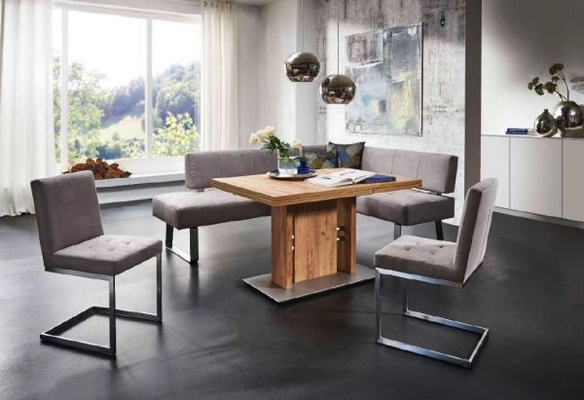 ECKBANK 227/165 cm Mikrofaser Edelstahlfarben, Hellgrau Metall   - Edelstahlfarben/Hellgrau, Design, Textil/Metall (227/165cm) - Moderano