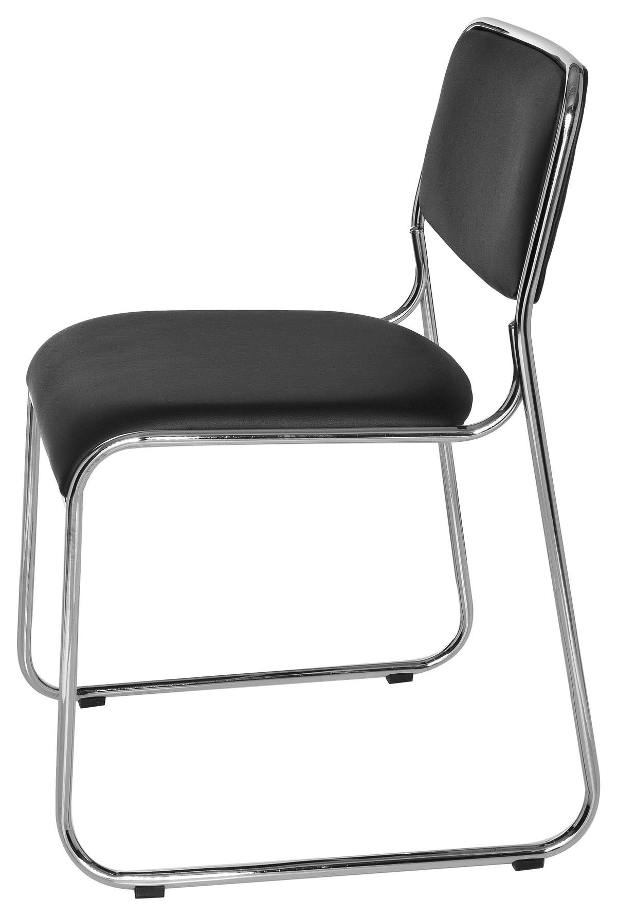 BESUCHERSTUHL  in Lederlook Schwarz  - Chromfarben/Schwarz, MODERN, Textil/Metall (41/84/52cm) - MID.YOU
