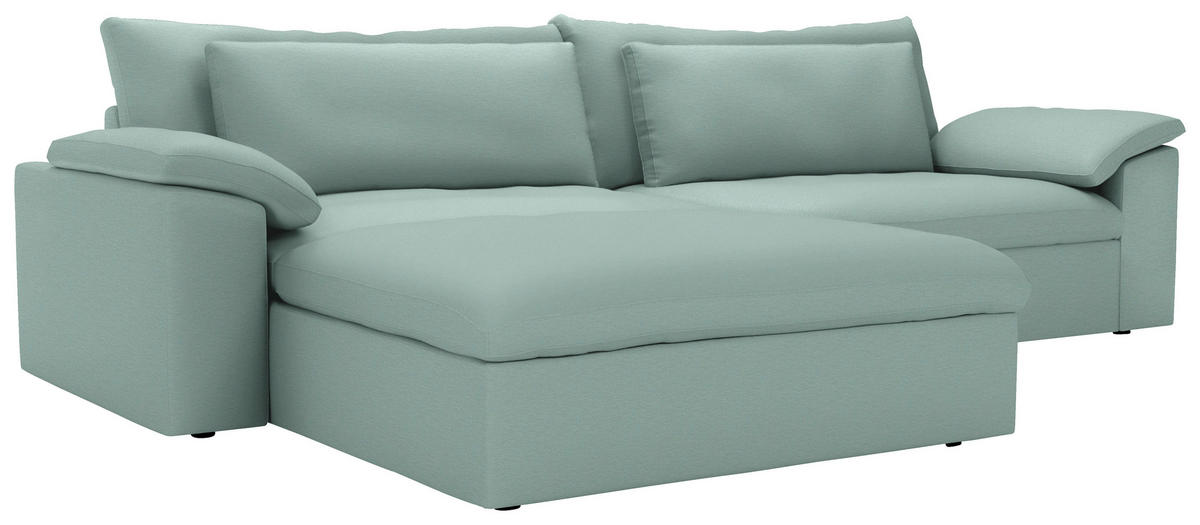 ECKSOFA  Chenille Mintgrün  - Schwarz/Mintgrün, Modern, Kunststoff/Textil (198/306cm) - Carryhome