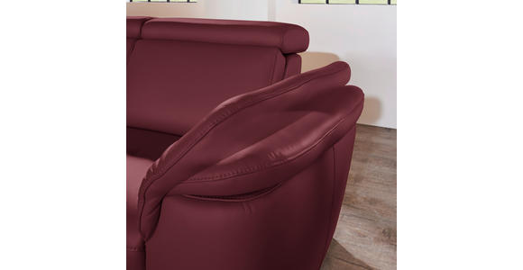 ECKSOFA in Echtleder Weinrot  - Weinrot/Alufarben, Design, Leder/Metall (242/271cm) - Cantus