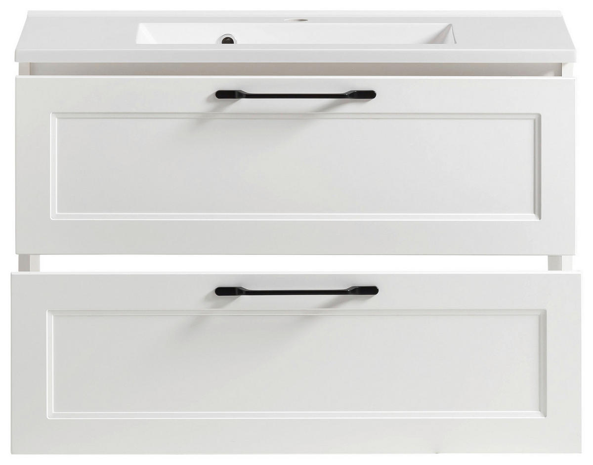 WASCHTISCHKOMBI 80 cm  - Schwarz/Weiß, ROMANTIK / LANDHAUS, Holzwerkstoff/Stein (80cm) - Xora