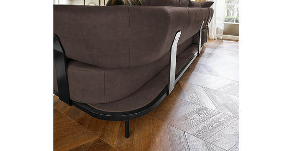 ECKSOFA Dunkelbraun Echtleder  - Dunkelbraun/Schwarz, Design, Leder/Metall (237/302cm) - Dieter Knoll