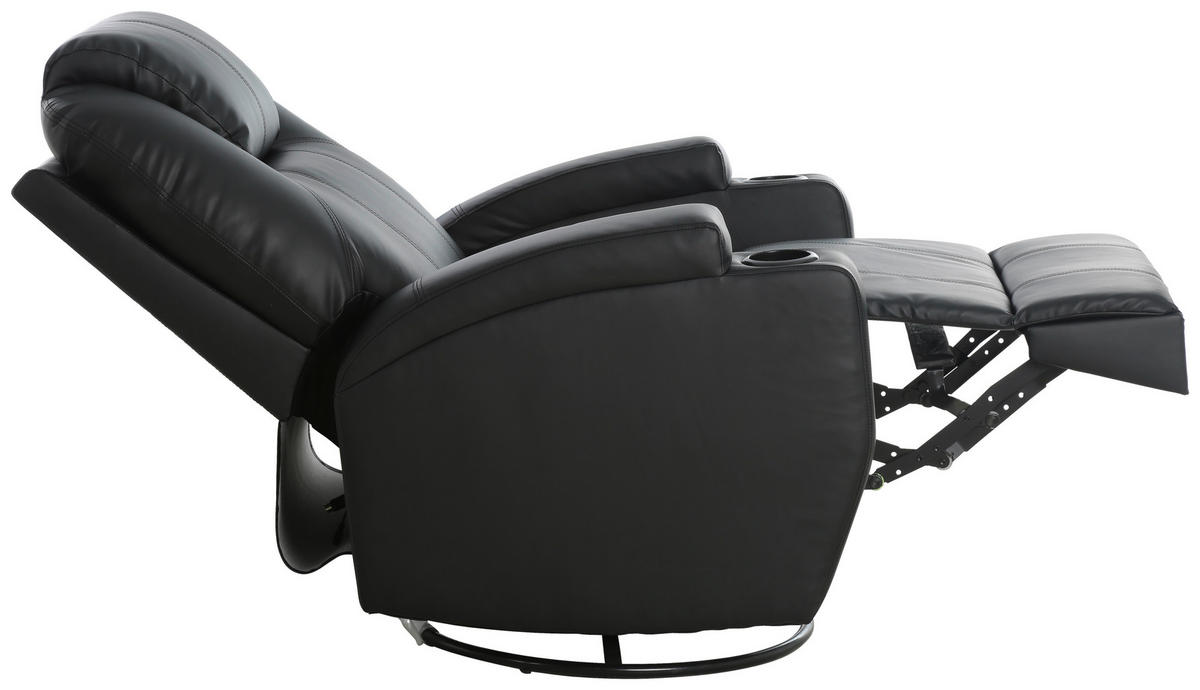 MASSAGESESSEL Lederlook Schwarz    - Schwarz, MODERN, Textil/Metall (86/110/96cm) - P & B