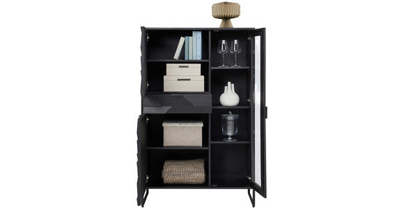 HIGHBOARD Schwarz  95/148/40 cm  - Schwarz, Trend, Glas/Holz (95/148/40cm) - Ambia Home