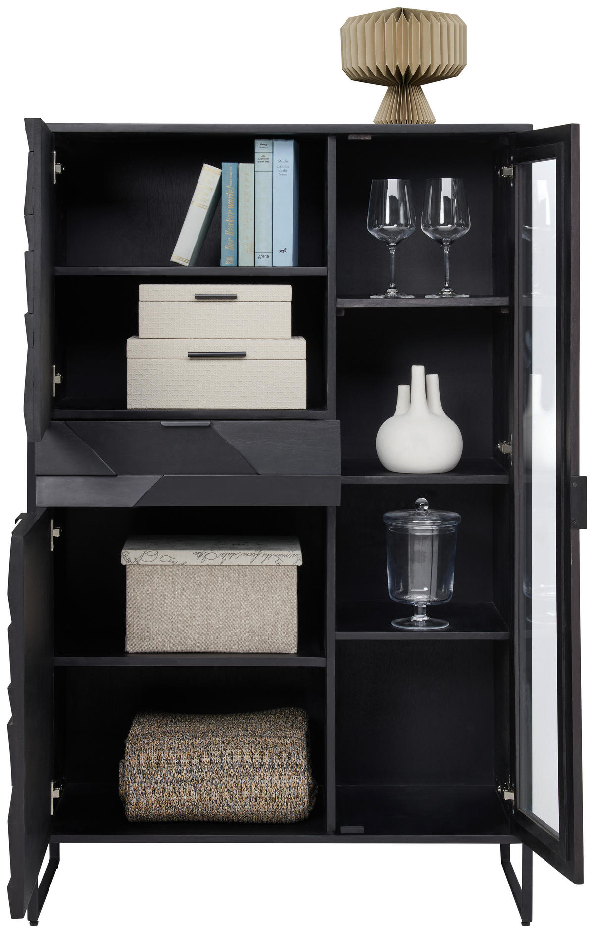 HIGHBOARD  in 95/148/40 cm  - Schwarz, Trend, Holz/Metall (95/148/40cm) - Ambia Home