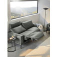 2,5-SITZER in Leder Grau  - Schwarz/Grau, Design, Leder/Metall (200/102/92cm) - Johann Jakob