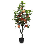 KUNSTPFLANZE Apfel 122 cm  - Dunkelbraun/Rot, Basics, Kunststoff/Textil (122cm) - Ambia Home