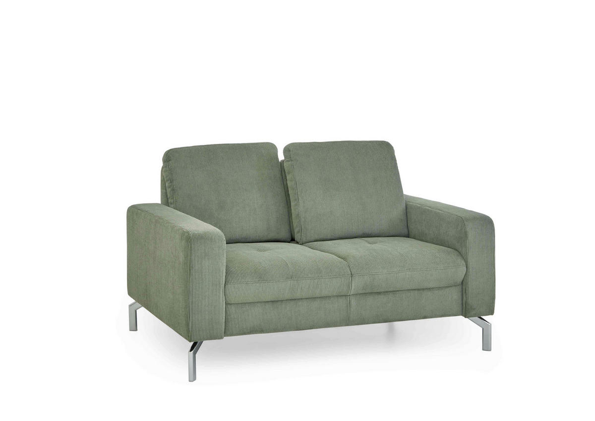 2-SITZER-SOFA  in Feincord Dunkelgrün  - Chromfarben/Dunkelgrün, Design, Textil/Metall (142/87/105cm) - Beldomo Style