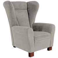 OHRENSESSEL Flachgewebe Hellgrau    - Hellgrau/Braun, Design, Holz/Textil (95/109/97cm) - Livetastic