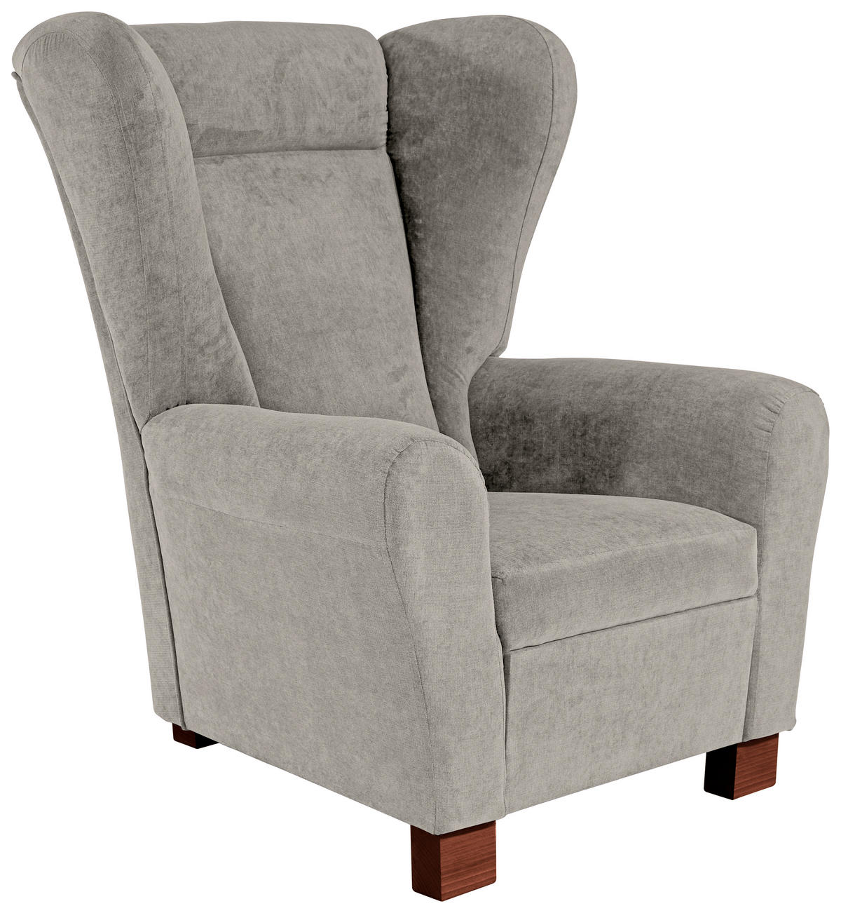 OHRENSESSEL Flachgewebe Hellgrau  - Hellgrau/Braun, Design, Holz/Textil (95/109/97cm) - Livetastic