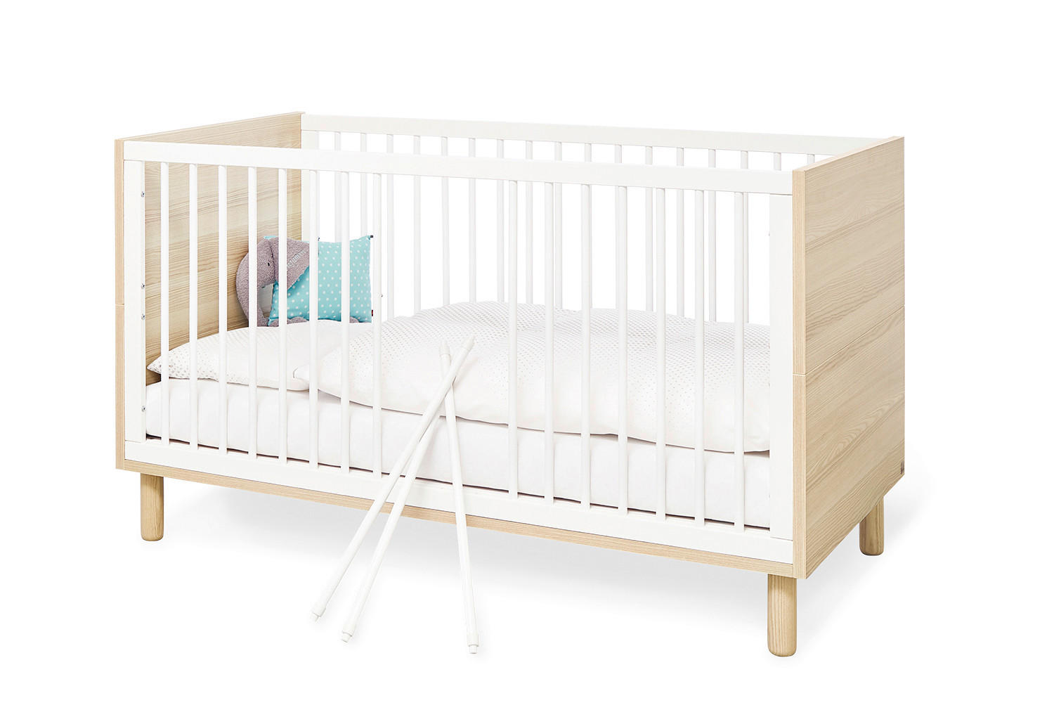 GITTERBETT PINOLINO FLOW  145/75/85 cm   - Eschefarben/Weiß, Design, Holzwerkstoff (145/75/85cm) - Pinolino