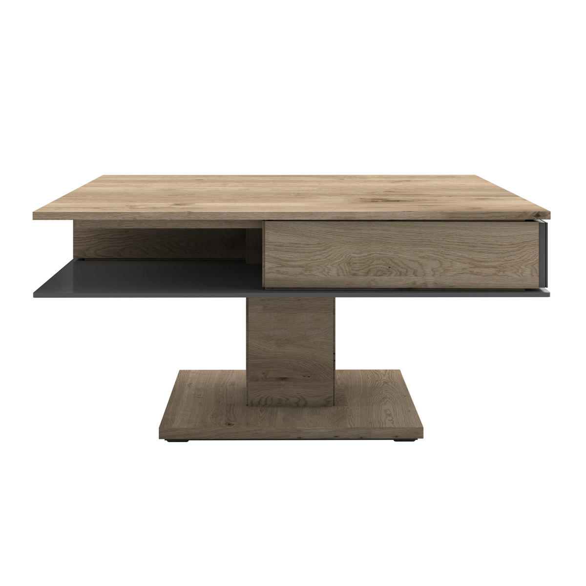 COUCHTISCH Altholz, Eiche mehrschichtige Massivholzplatte (Tischlerplatte) Farbglas 90/90/46 cm quadratisch Anthrazit, Eichefarben  - Eichefarben/Anthrazit, Design, Glas/Holz (90/90/46cm) - Voglauer