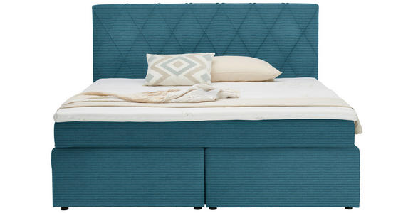 BOXSPRINGBETT 180/200 cm in Hellblau - Schwarz/Hellblau, Design, Kunststoff/Textil (180/200cm) - Xora