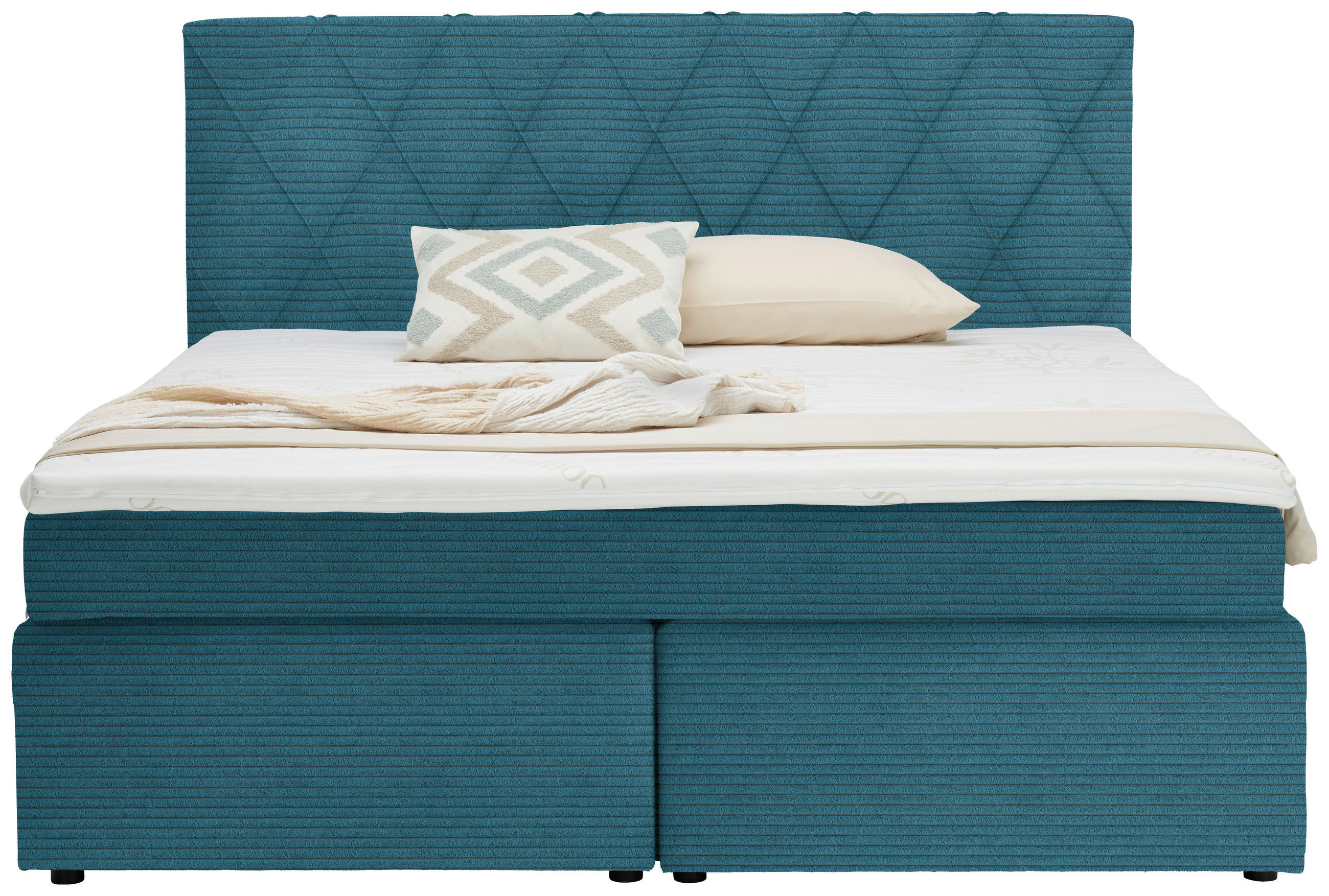 BOXSPRINGBETT 180/200 cm  in Hellblau  - Schwarz/Hellblau, Design, Kunststoff/Textil (180/200cm) - Xora