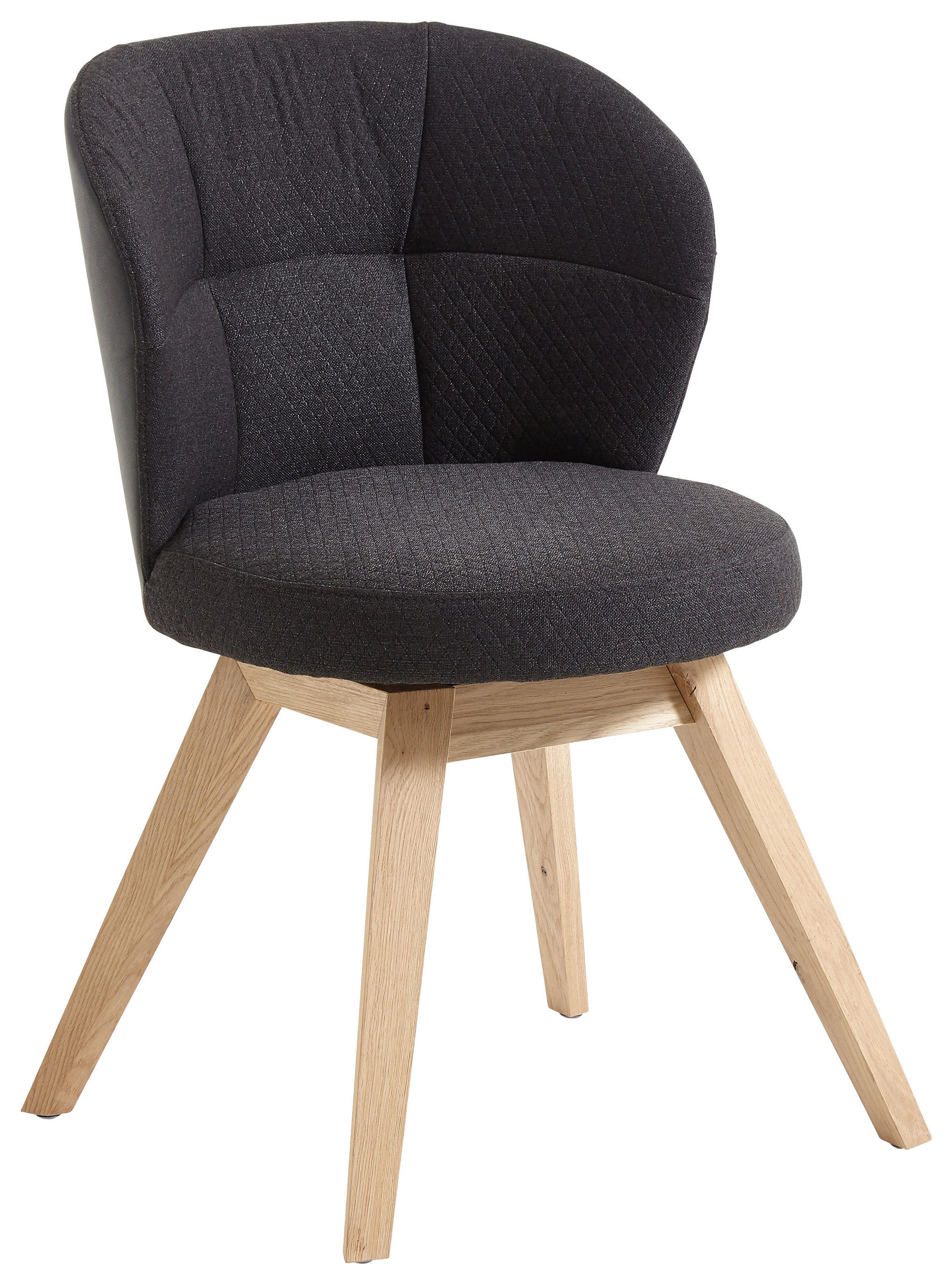 STUHL in Webstoff pigmentiert - Eichefarben/Anthrazit, Design, Leder/Holz (55/84/57cm) - Valnatura
