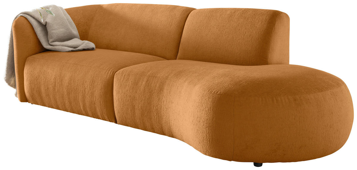 ECKSOFA Jesi Goldfarben Mikrofaser  - Goldfarben/Schwarz, MODERN, Kunststoff/Textil (238/107cm) - Livetastic